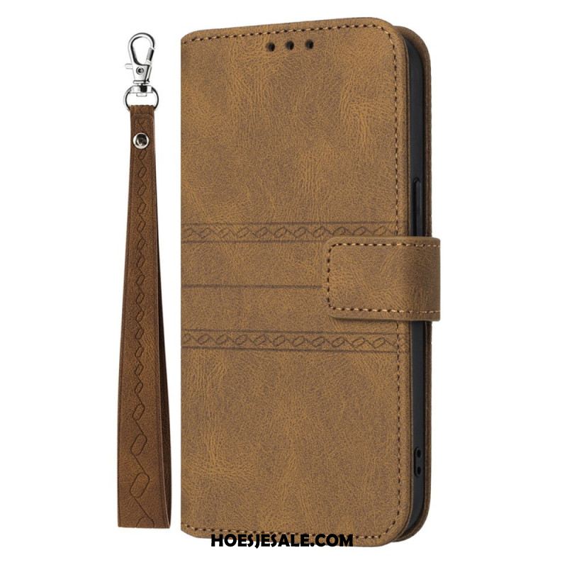 Leren Hoesje Voor Oppo Reno 13 5g Dubbele Fries Met Bandje