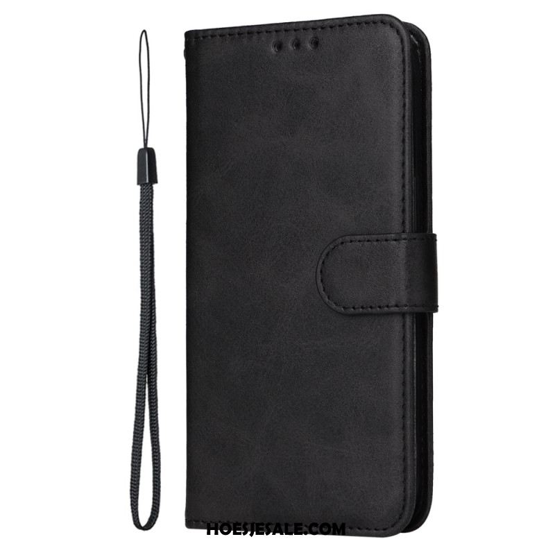 Leren Hoesje Voor Oppo Reno 13 Pro 5g Effen Kunstleren Band