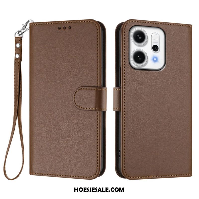 Leren Hoesje Voor Oppo Reno 14 Pro 5g Portemonnee Met Bandje