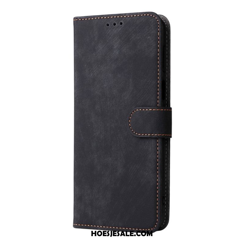 Leren Hoesje Voor Oppo Reno 14f 5g Rfid-bescherming Suède-effect Met Riempje