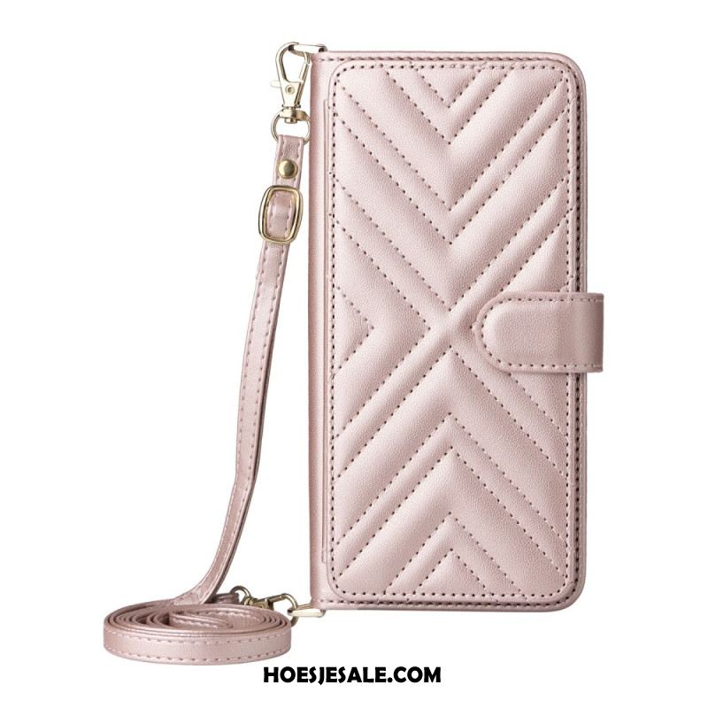 Leren Hoesje Voor Samsung Galaxy A17 4g / 5g Gewatteerd Met Schouderband En Polsband