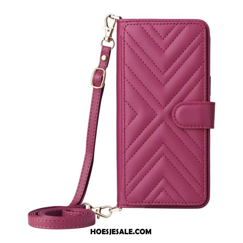 Leren Hoesje Voor Samsung Galaxy A17 4g / 5g Gewatteerd Met Schouderband En Polsband