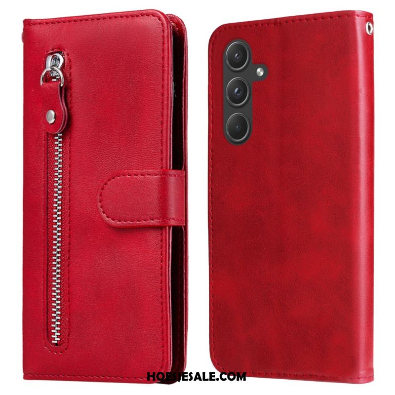 Leren Hoesje Voor Samsung Galaxy A55 5g Portemonnee Vooraan