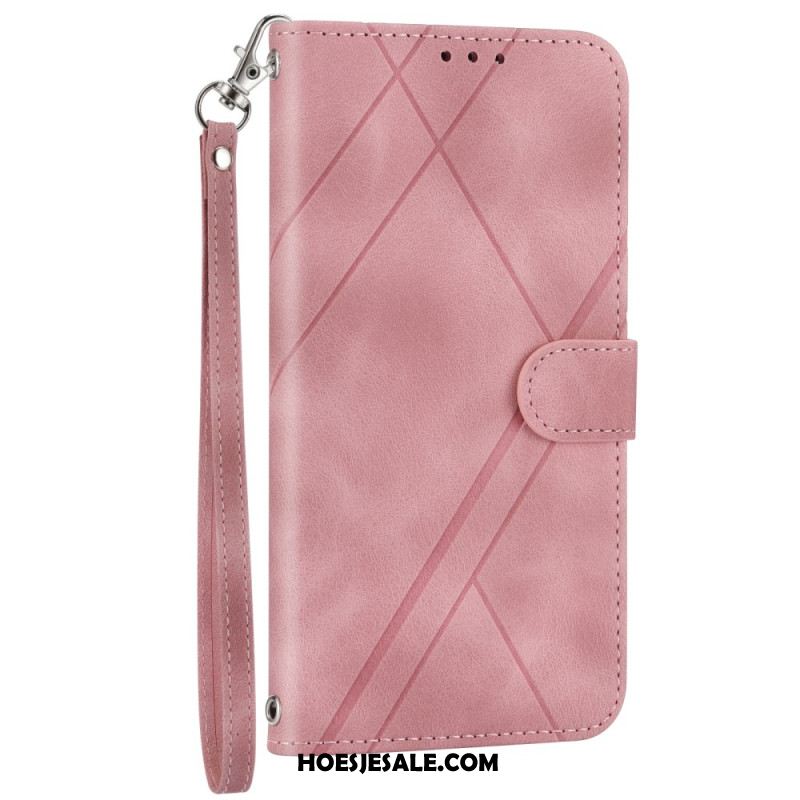 Leren Hoesje Voor Samsung Galaxy S25 5g Edge Band Met Bedrukte Lijnen