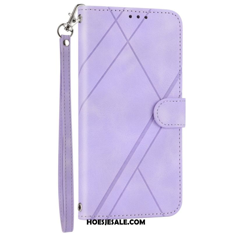 Leren Hoesje Voor Samsung Galaxy S25 5g Edge Band Met Bedrukte Lijnen