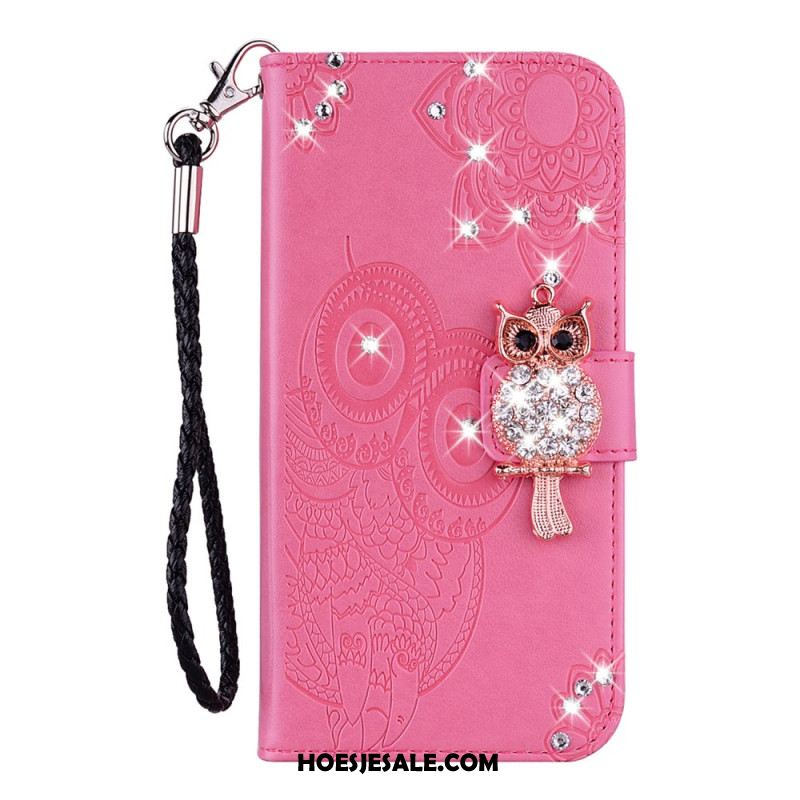 Leren Hoesje Voor Samsung Galaxy S25 5g Edge Uil En Bedeltje