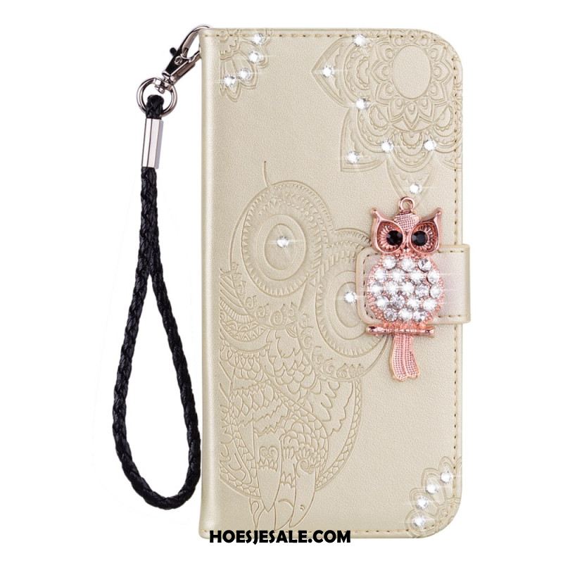 Leren Hoesje Voor Samsung Galaxy S25 5g Edge Uil En Bedeltje