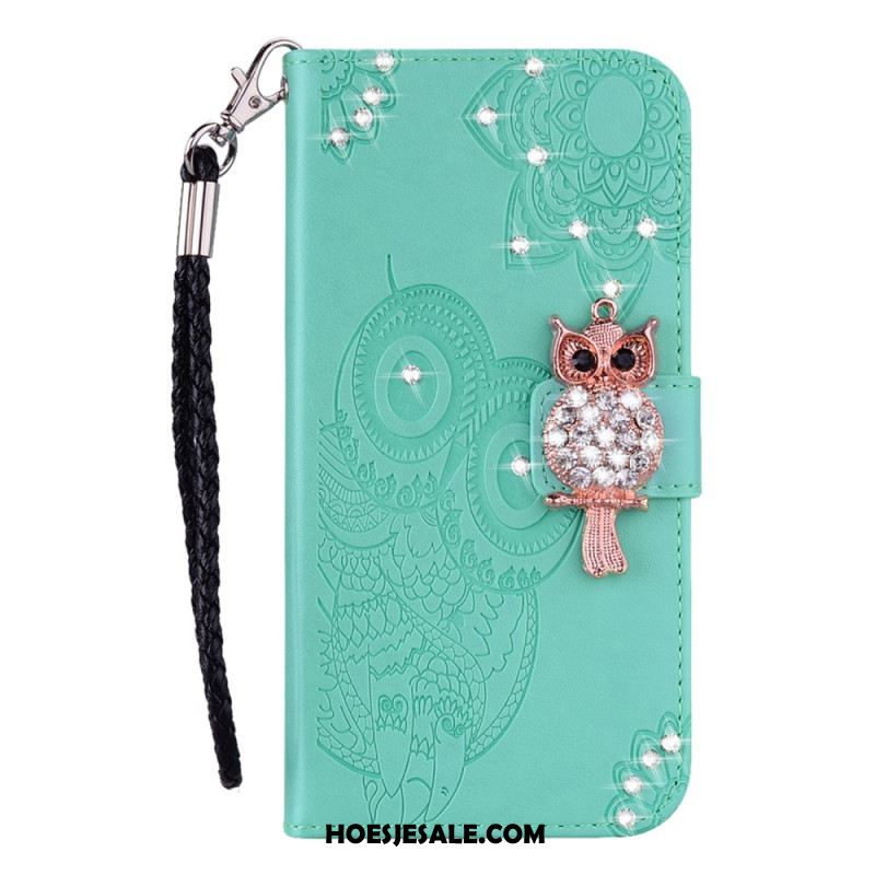 Leren Hoesje Voor Samsung Galaxy S25 5g Edge Uil En Bedeltje