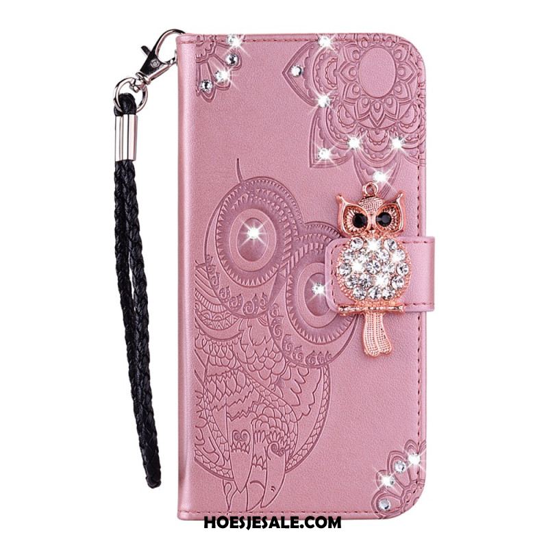 Leren Hoesje Voor Samsung Galaxy S25 5g Edge Uil En Bedeltje