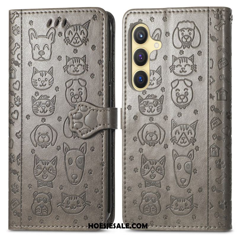 Leren Hoesje Voor Samsung Galaxy S25 5g Geanimeerde Dieren