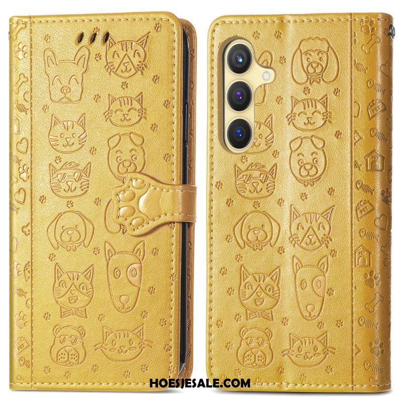 Leren Hoesje Voor Samsung Galaxy S25 5g Geanimeerde Dieren