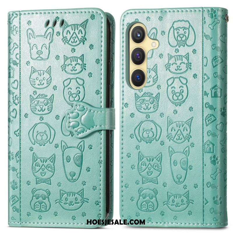 Leren Hoesje Voor Samsung Galaxy S25 5g Geanimeerde Dieren