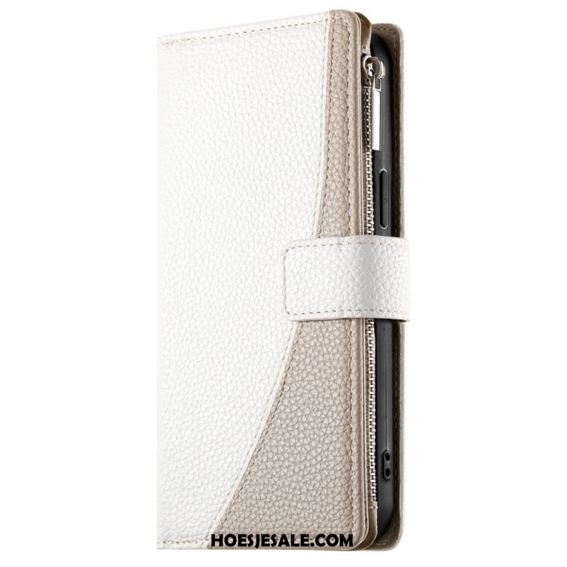 Leren Hoesje Voor Samsung Galaxy S25 Fe Leren Portemonnee Met Ritssluiting En Riempjes