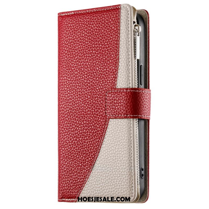 Leren Hoesje Voor Samsung Galaxy S25 Fe Leren Portemonnee Met Ritssluiting En Riempjes