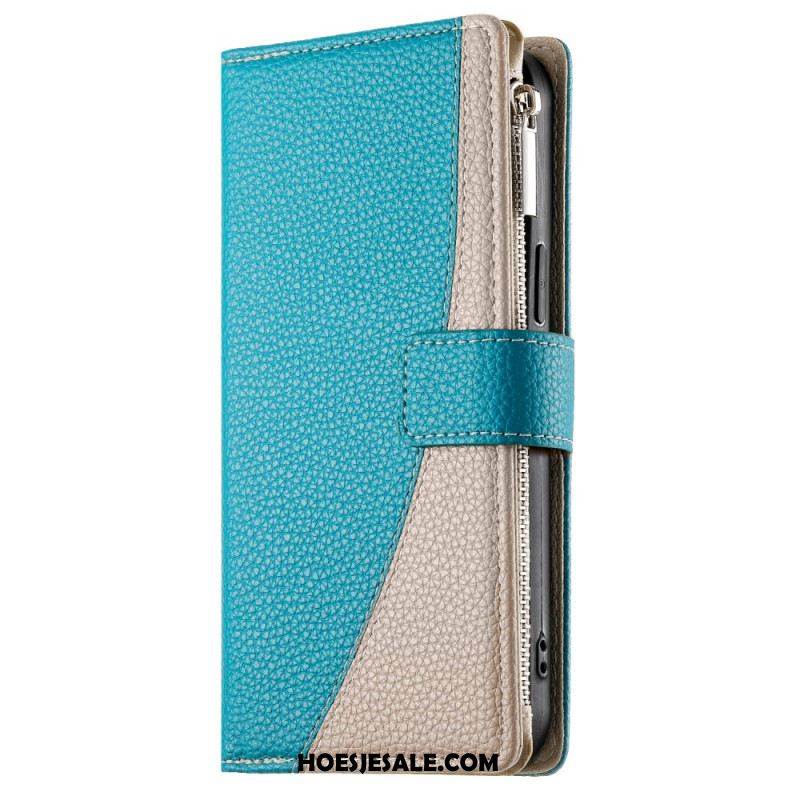 Leren Hoesje Voor Samsung Galaxy S25 Fe Leren Portemonnee Met Ritssluiting En Riempjes