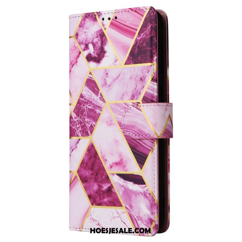 Leren Hoesje Voor Samsung Galaxy S25 Fe Marmerstijl