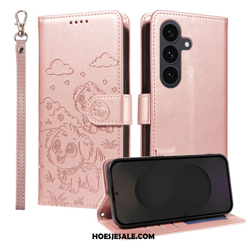 Leren Hoesje Voor Samsung Galaxy S25 Fe Rfid-blokkering En Hondenpatroon