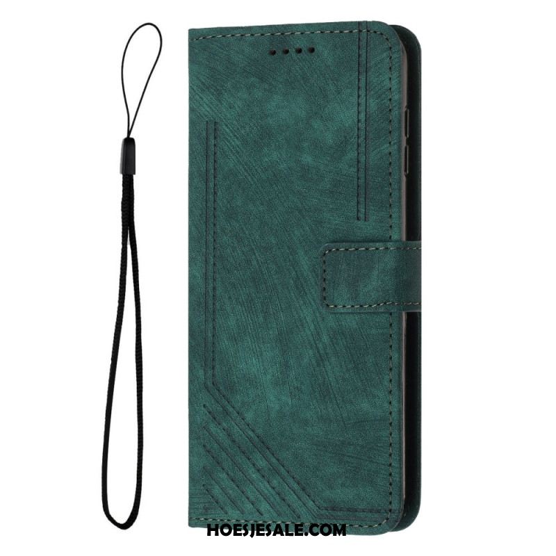 Leren Hoesje Voor Samsung Galaxy S25 Fe Suède-effect Lijnen