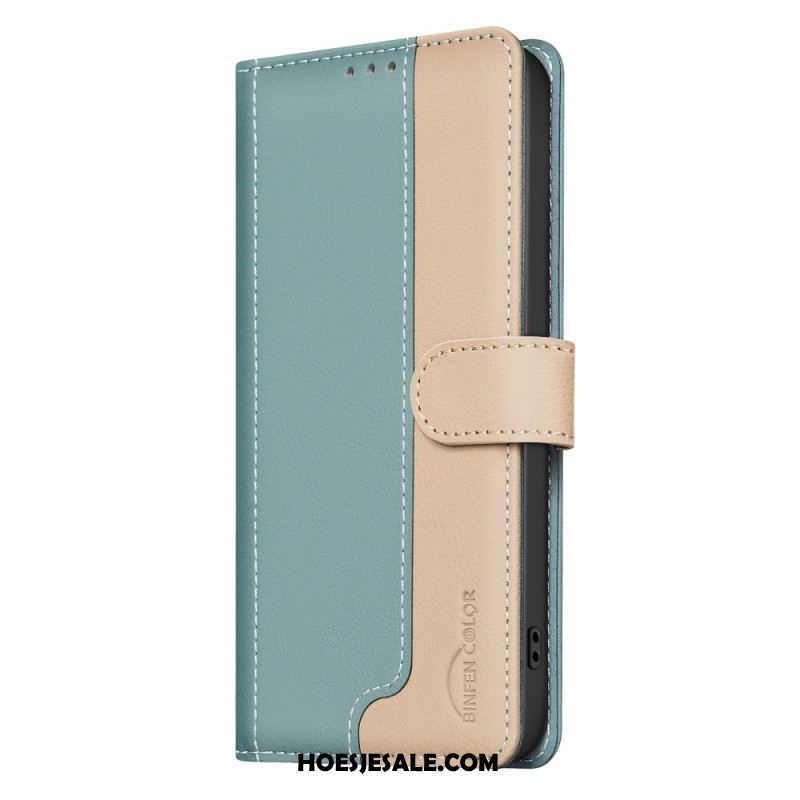 Leren Hoesje Voor Samsung Galaxy S25 Fe Tweekleurige Binfen Color