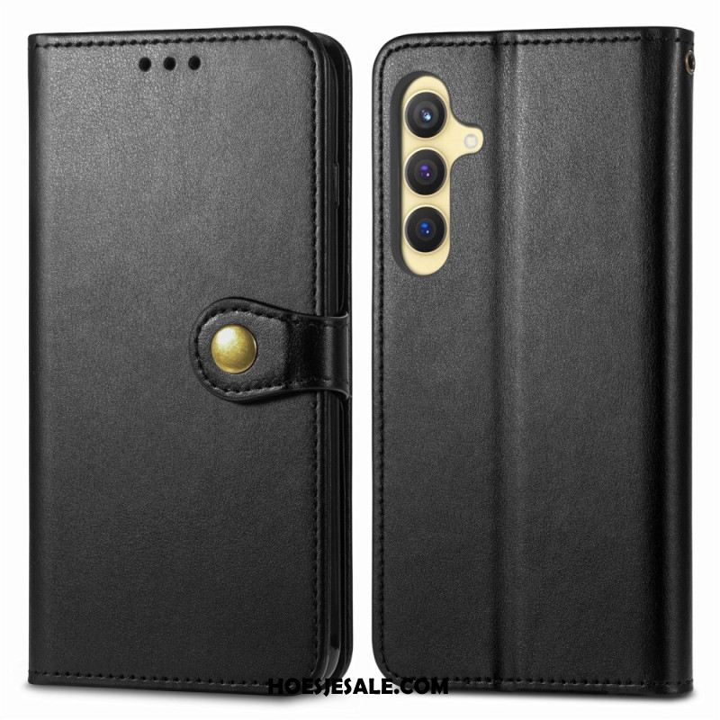 Leren Hoesje Voor Samsung Galaxy S25 Plus 5g Knoopsluiting