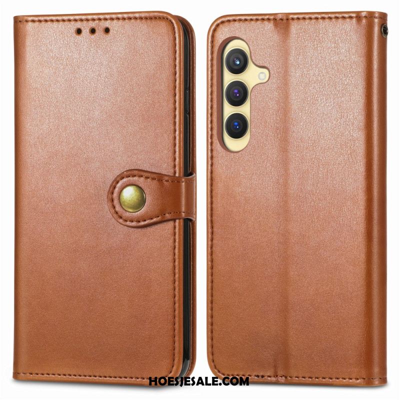 Leren Hoesje Voor Samsung Galaxy S25 Plus 5g Knoopsluiting