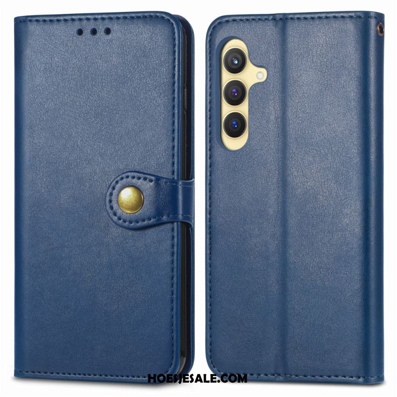 Leren Hoesje Voor Samsung Galaxy S25 Plus 5g Knoopsluiting