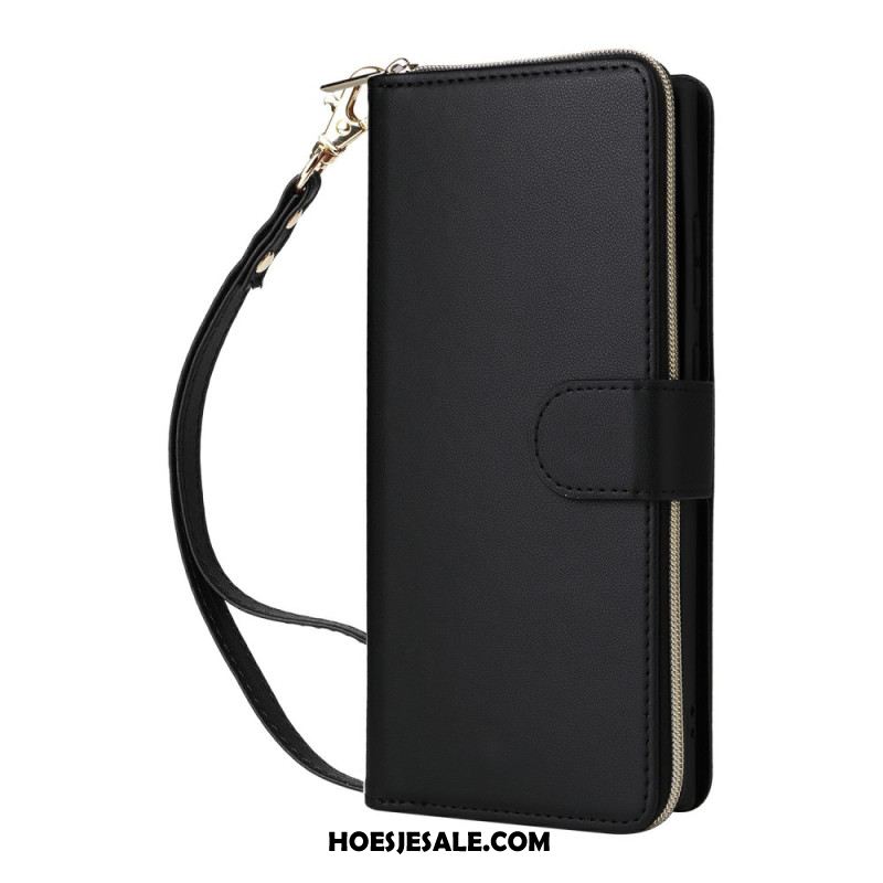 Leren Hoesje Voor Samsung Galaxy S25 Ultra 5g 9 Kaartsleuven Met Bandje