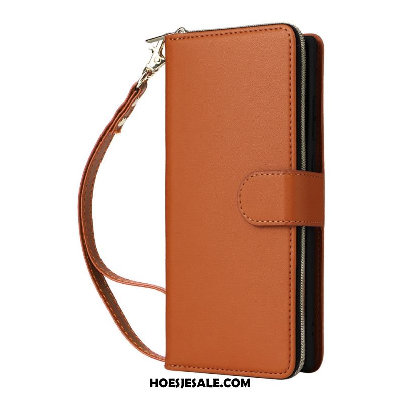 Leren Hoesje Voor Samsung Galaxy S25 Ultra 5g 9 Kaartsleuven Met Bandje