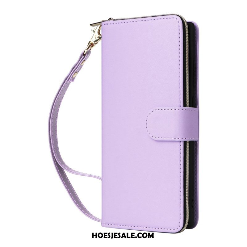 Leren Hoesje Voor Samsung Galaxy S25 Ultra 5g 9 Kaartsleuven Met Bandje