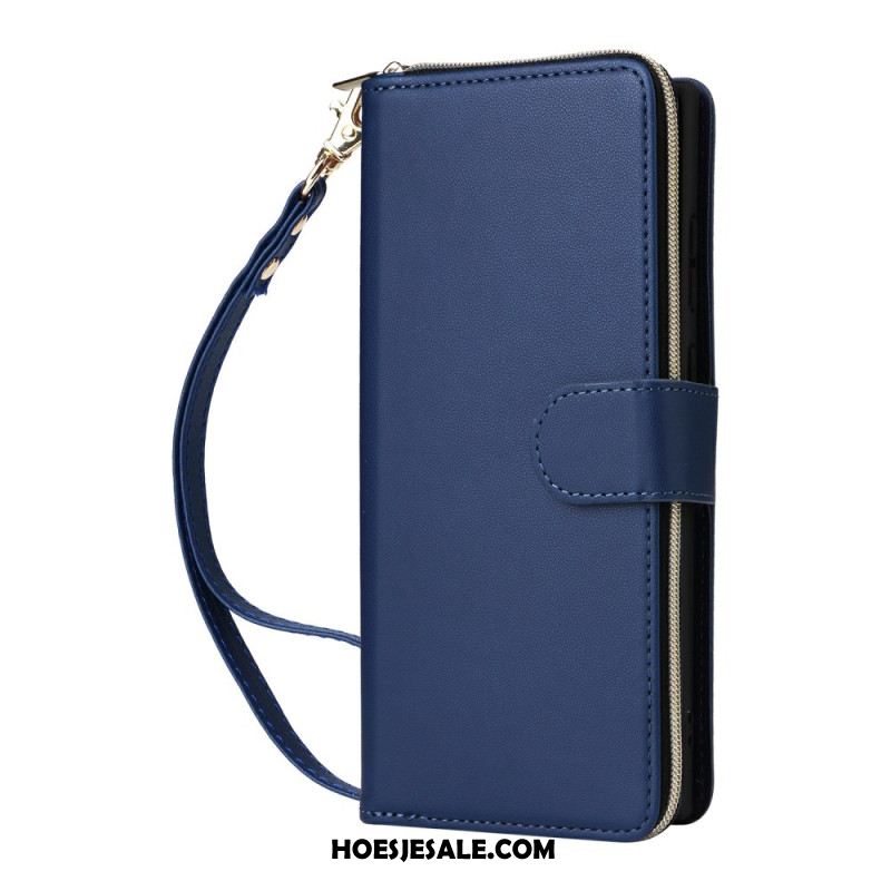 Leren Hoesje Voor Samsung Galaxy S25 Ultra 5g 9 Kaartsleuven Met Bandje