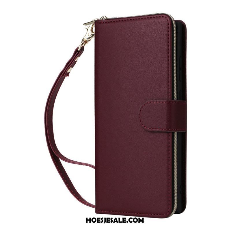 Leren Hoesje Voor Samsung Galaxy S25 Ultra 5g 9 Kaartsleuven Met Bandje