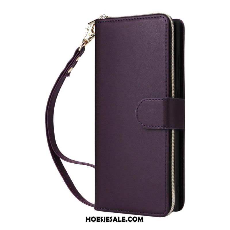 Leren Hoesje Voor Samsung Galaxy S25 Ultra 5g 9 Kaartsleuven Met Bandje