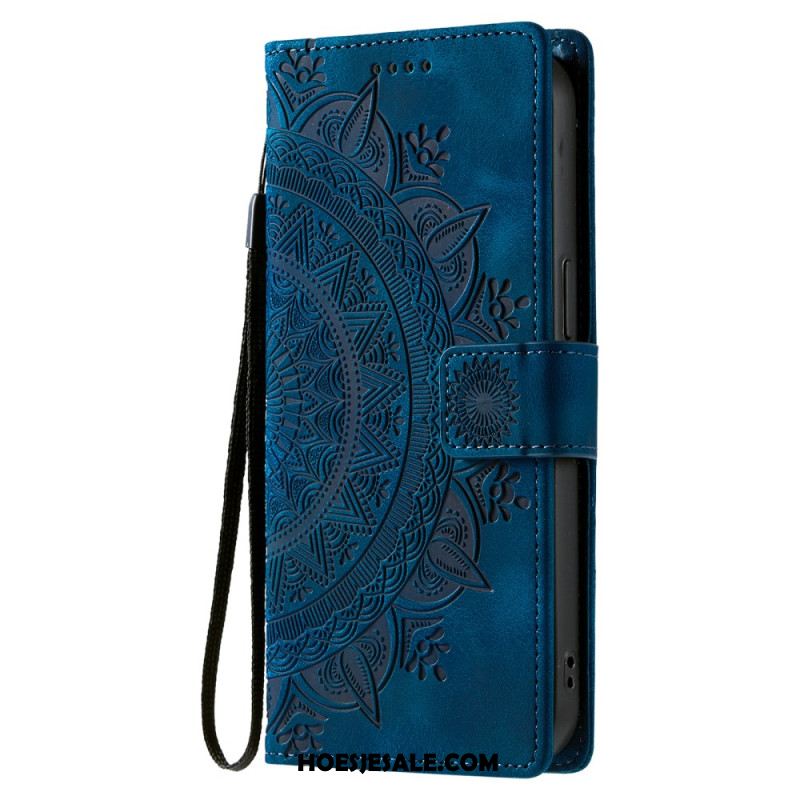Leren Hoesje Voor Samsung Galaxy S25 Ultra 5g Suède-look Mandala