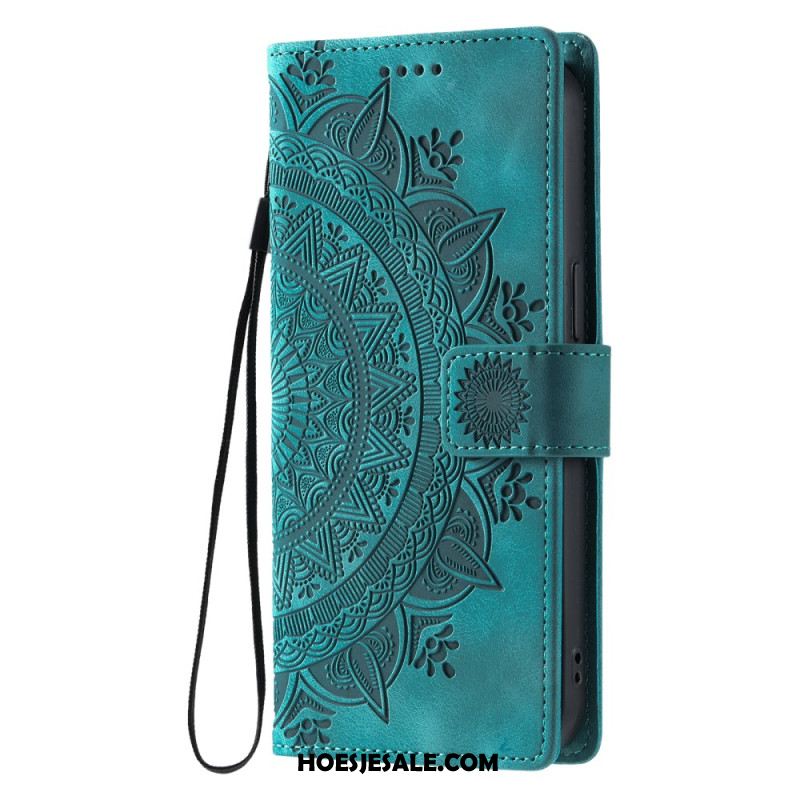 Leren Hoesje Voor Samsung Galaxy S25 Ultra 5g Suède-look Mandala