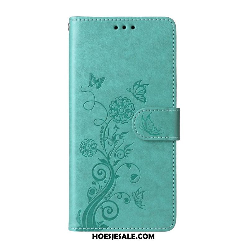 Leren Hoesje Voor Samsung Galaxy S26 Bloemenvlinders