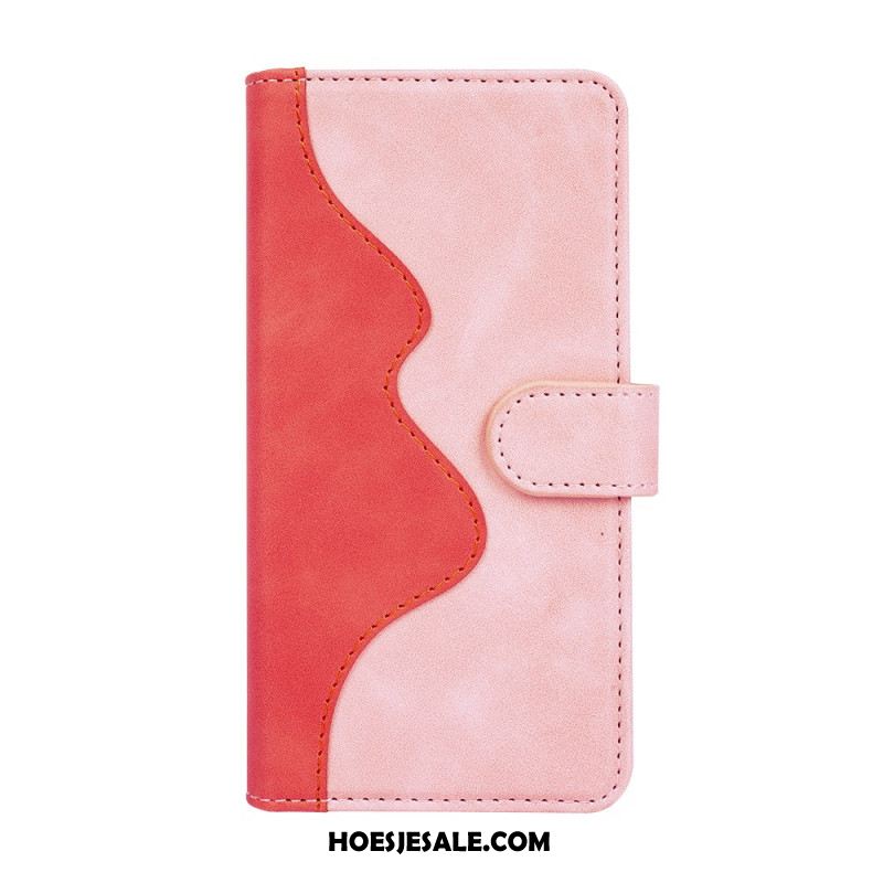 Leren Hoesje Voor Samsung Galaxy S26 Plus Tweekleurig Grafisch Ontwerp