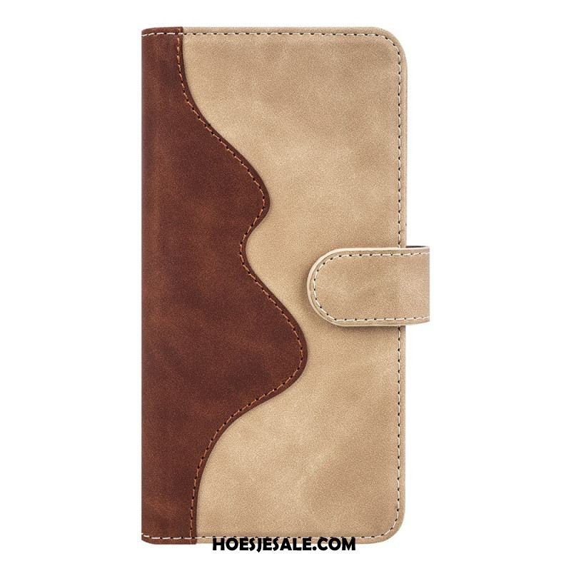 Leren Hoesje Voor Samsung Galaxy S26 Plus Tweekleurig Grafisch Ontwerp