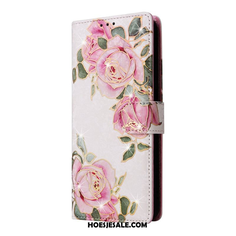 Leren Hoesje Voor Samsung Galaxy S26 Rfid-blokkerend Bloemenpatroon