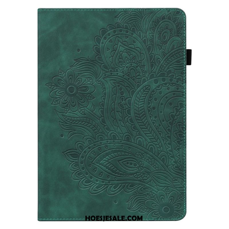 Leren Hoesje Voor Samsung Galaxy Tab S10 Fe Plus Bloemenkant