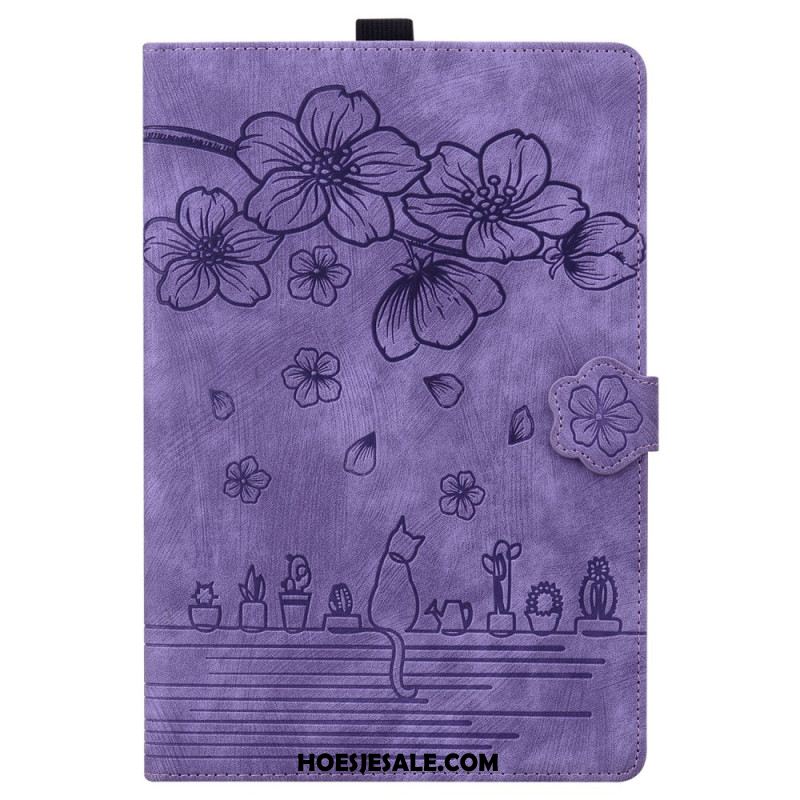 Leren Hoesje Voor Samsung Galaxy Tab S10 Fe Plus Kattenscène