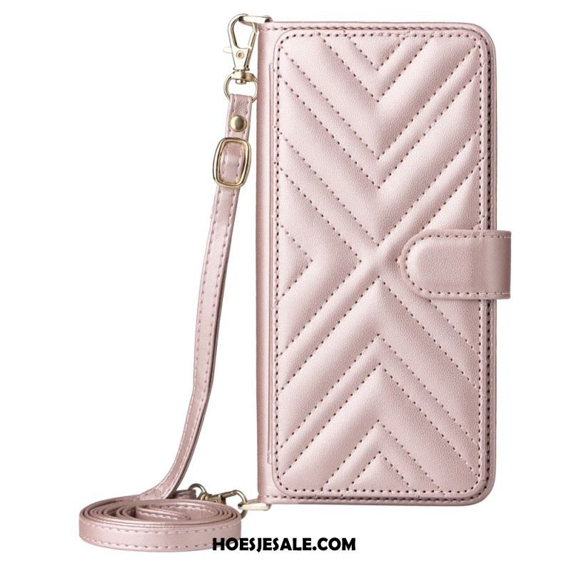 Leren Hoesje Voor Sony Xperia 1 Vii Gewatteerd Met Riem En Schouderriem