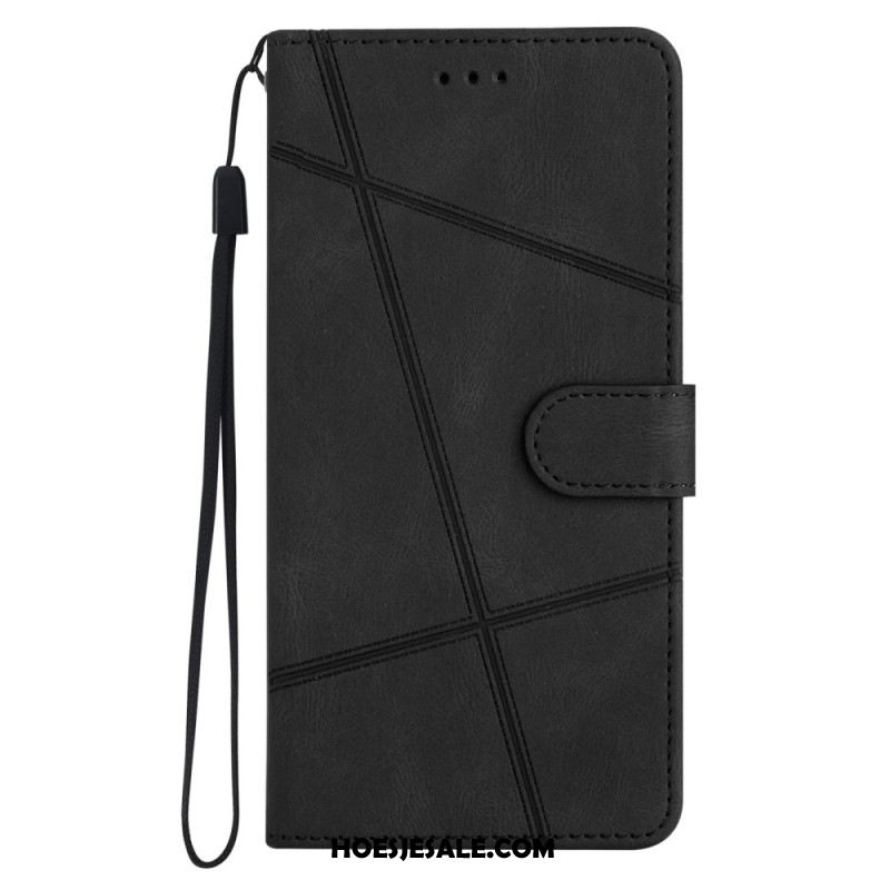 Leren Hoesje Voor Xiaomi 15 Pro Lijnen En Strepen Met Bandje