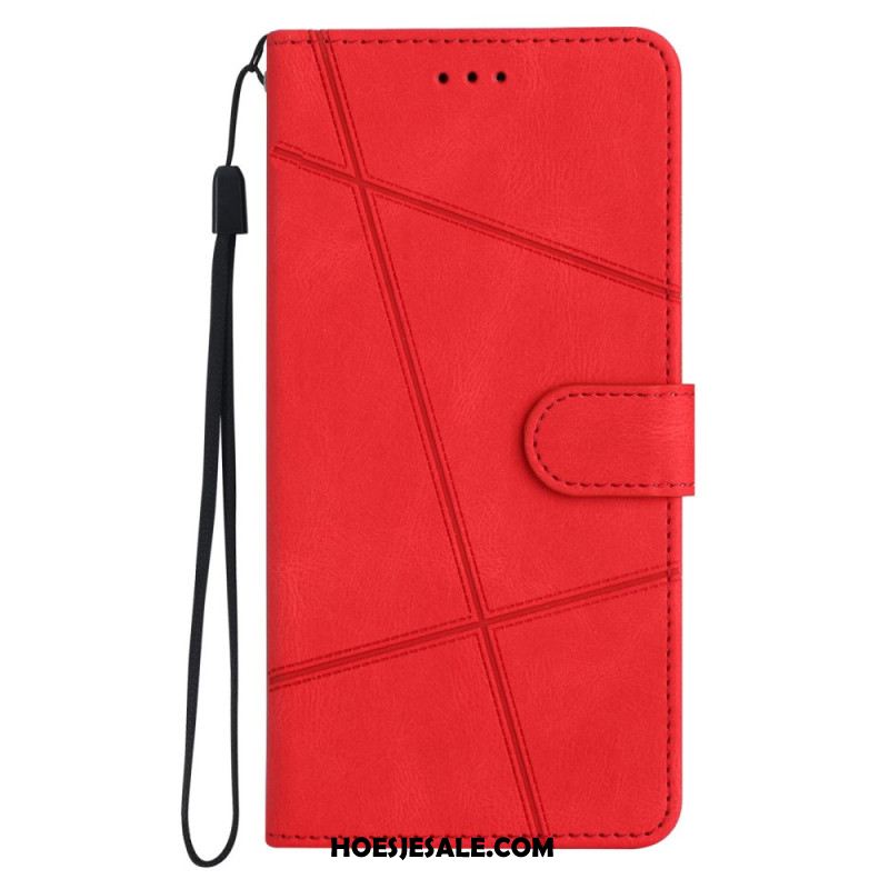 Leren Hoesje Voor Xiaomi 15 Pro Lijnen En Strepen Met Bandje