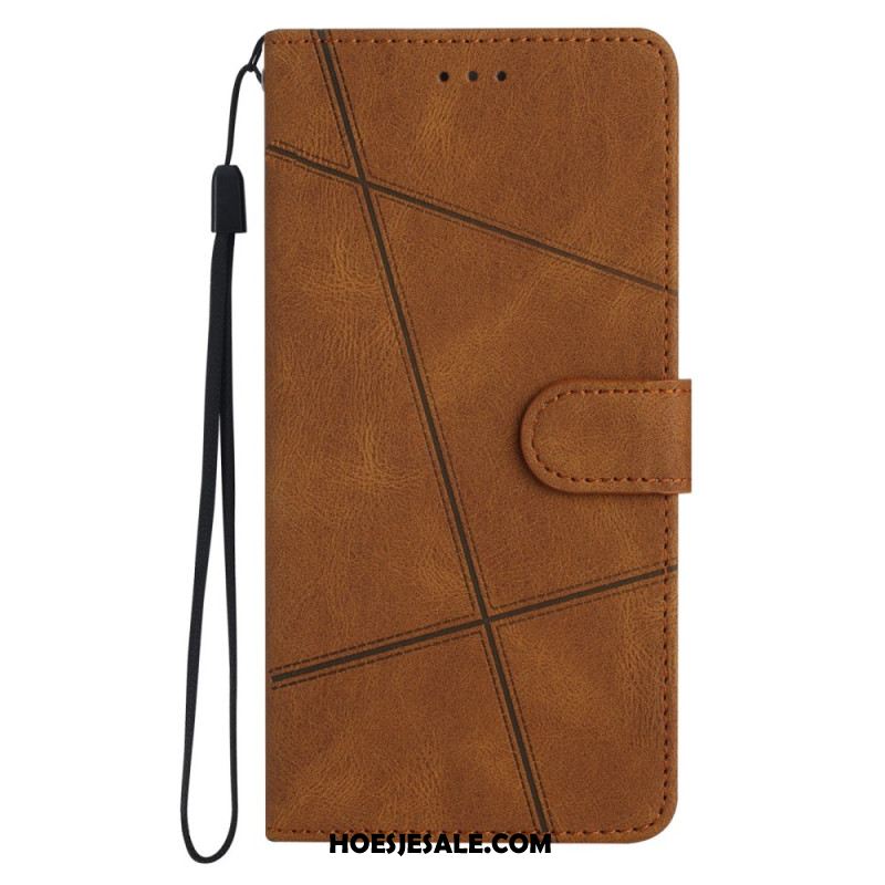 Leren Hoesje Voor Xiaomi 15 Pro Lijnen En Strepen Met Bandje