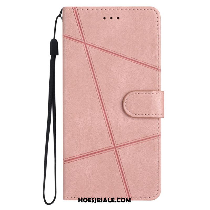 Leren Hoesje Voor Xiaomi 15 Pro Lijnen En Strepen Met Bandje