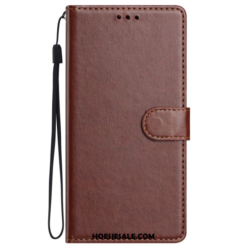 Leren Hoesje Voor Xiaomi 15t Effen Met Band