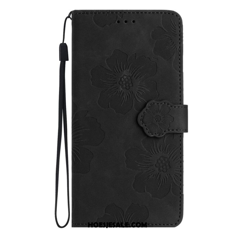 Leren Hoesje Voor Xiaomi 15t Pro Suède-look Met Rozenmotief