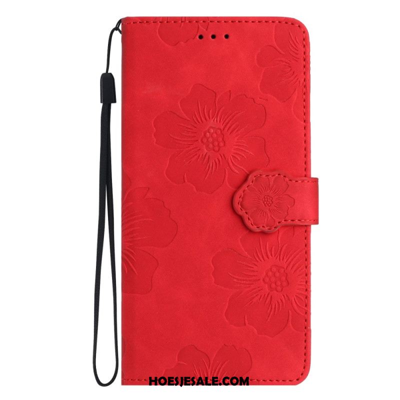 Leren Hoesje Voor Xiaomi 15t Pro Suède-look Met Rozenmotief