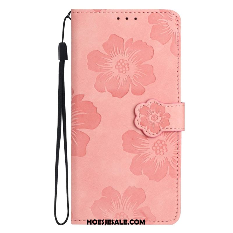 Leren Hoesje Voor Xiaomi 15t Pro Suède-look Met Rozenmotief