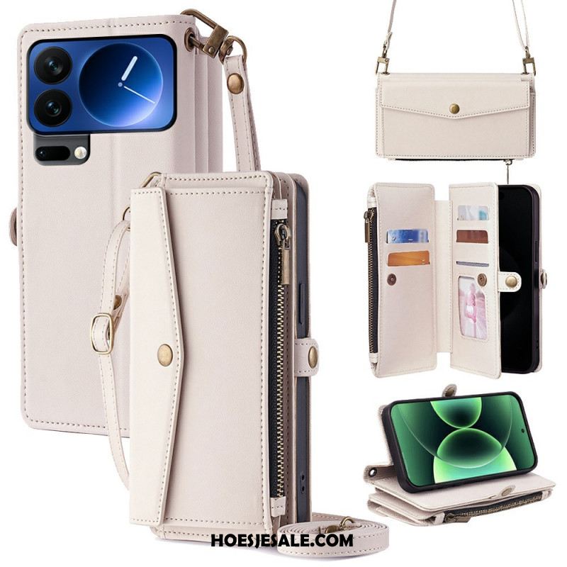 Leren Hoesje Voor Xiaomi 17 Pro Max Portemonnee En Schouderband